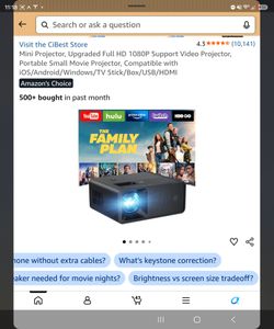 CiBest Mini Portable HD 1080P Projector