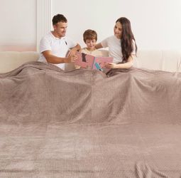 120”x138” Oversized King 3D Fleece Blanket (Available in Light Camel, Dark Grey & Navy Blue)