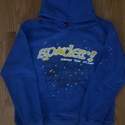 Marine blue Spider hoodie with yellow accents.
