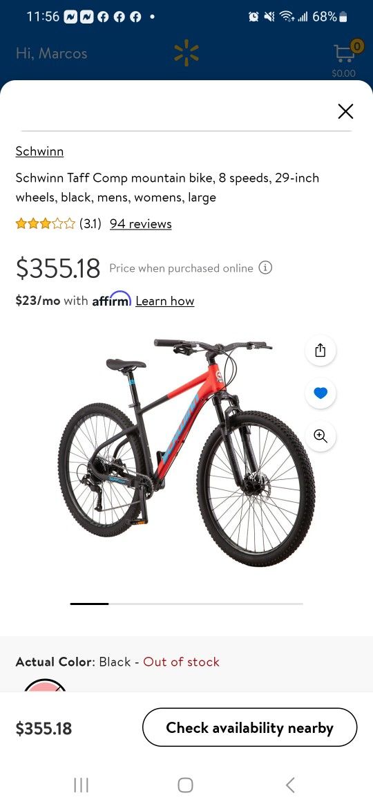 29 Schwinn Taff Comp bike