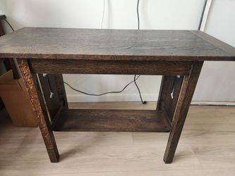 Dark Wood Console Table with Bottom Shelf