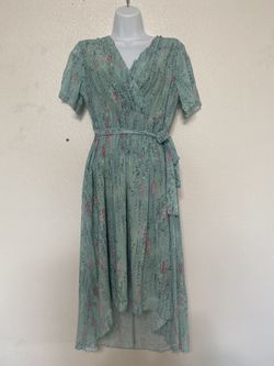 Green Floral Wrap Dress (Size: S)