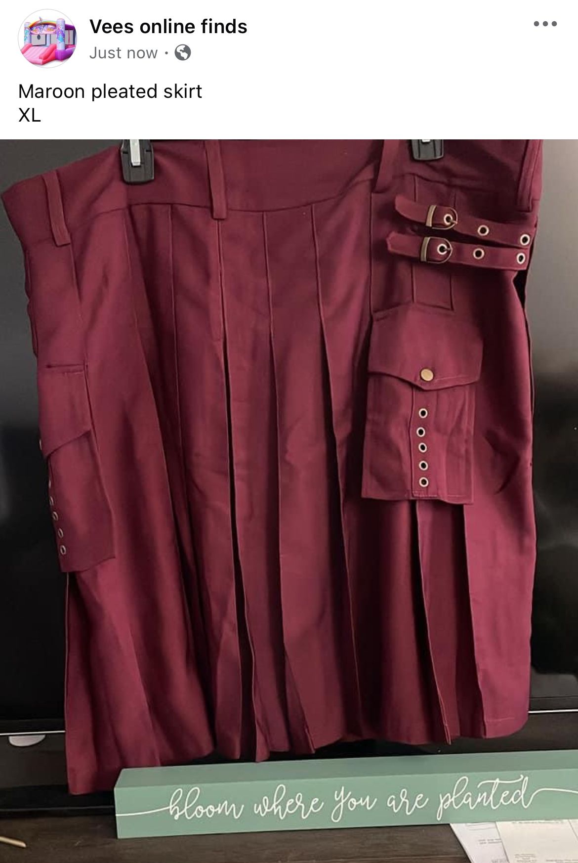 Maroon Pleated Skirt 