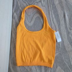 American Eagle Outfitters Women's Orange Crop-top Sz Medium 