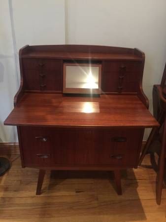 Danish Teak vanity desk and dresser
