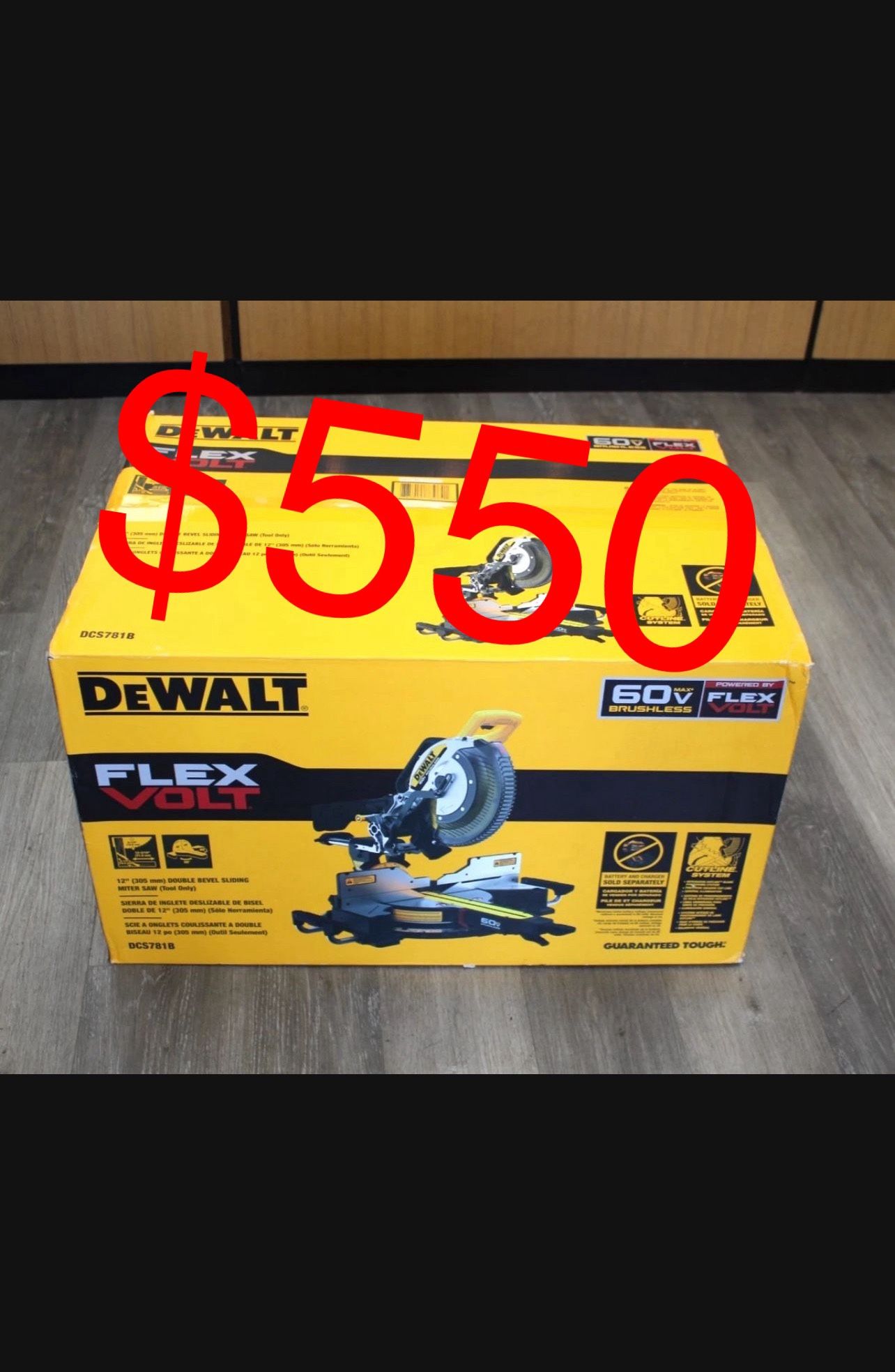 DeWALT DCS781B 60V MAX 12" Double Bevel Sliding Miter Saw Cordless Brushless NEW