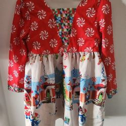 Red and white girl Christmas dress