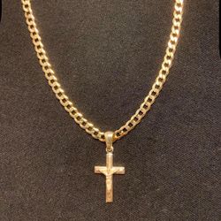 14k Gold Vermeil Gold Cross Pendant 