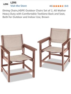 FAST SELL!!! LZRS HDPE Outdoor Dining Chairs Set of 2