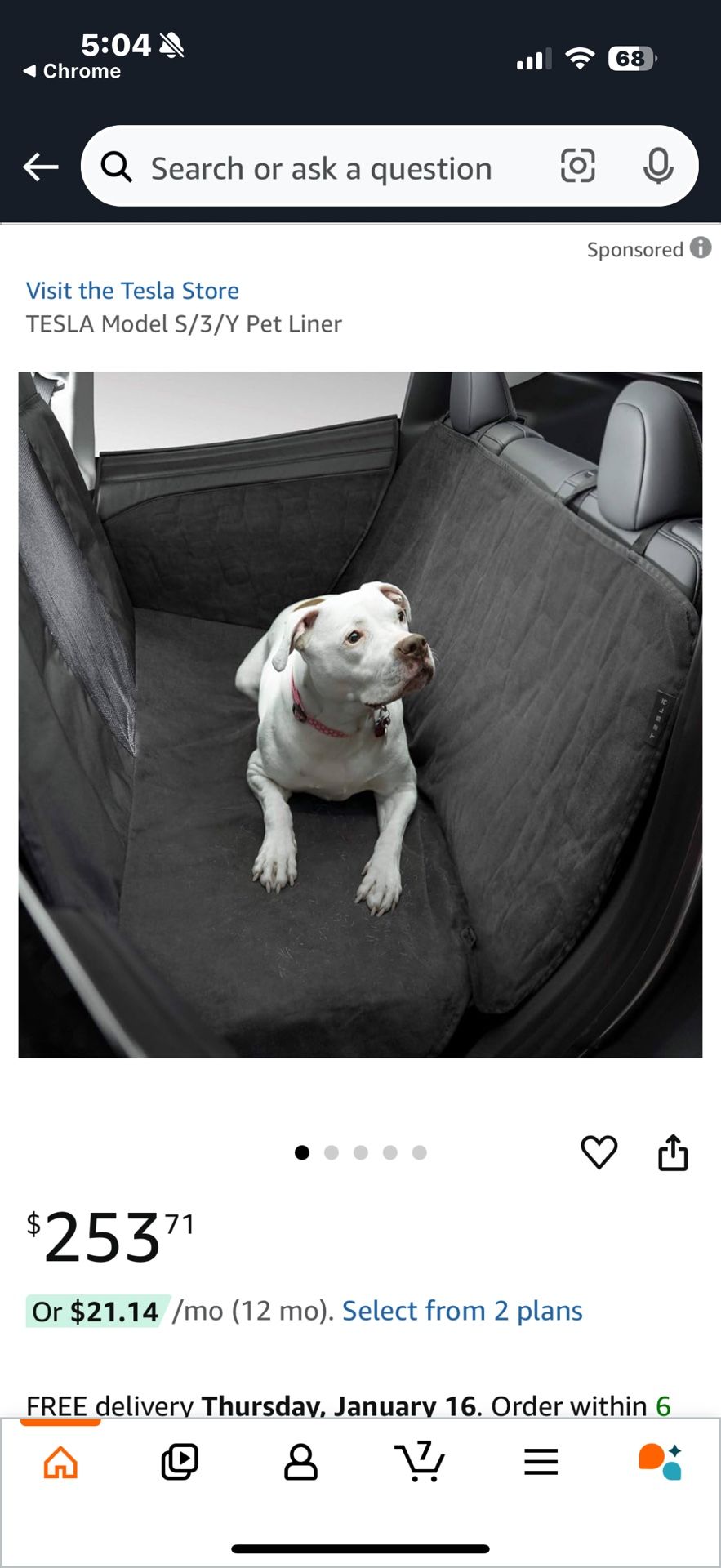 Tesla Pet Liner Dog Seat
