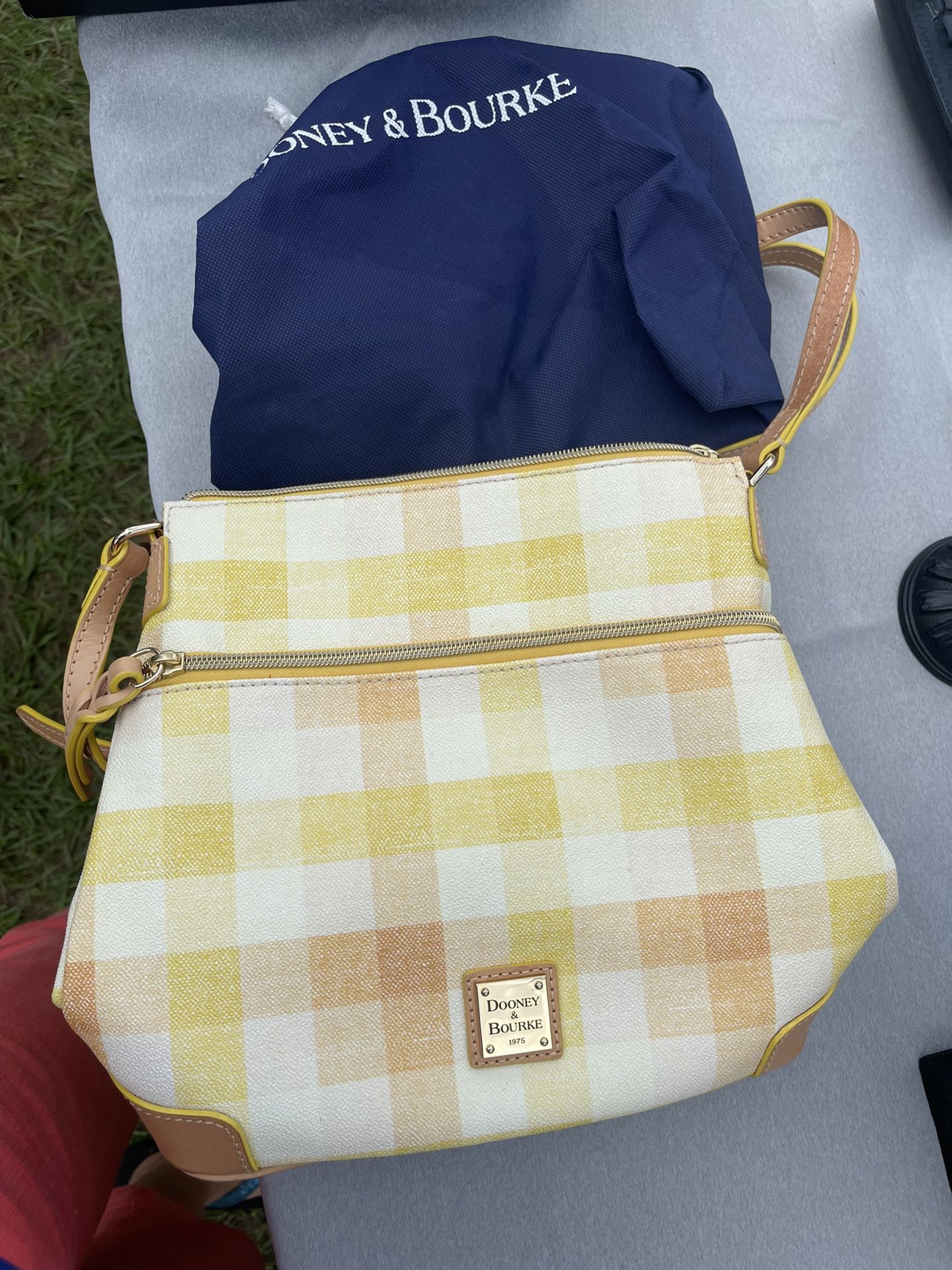 New yellow plaid Dooney and Bourke purse