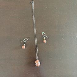 orange bead necklace and bracelet set