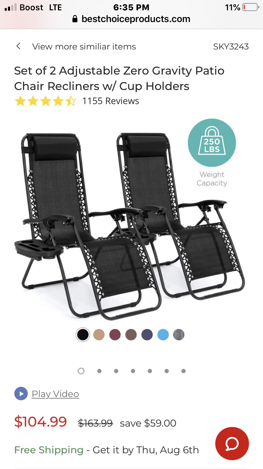 Zero gravity chairs