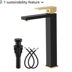 gotonovo Vessel Sink Faucet Single Handle Tall Bathroom Faucet One Hole Modern Lavatory Vanity Basin Mixer Tap Matching Supply Hoses and Pop up Drain 