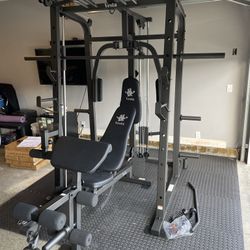 Vesta Fitness Smith Machine 1001 w/Bench Attachment | 230lb Bumpers Olympic Weights | 7ft Olympic Bar | Fitness | Gym Equipment | FREE DELIVERY 🚚 