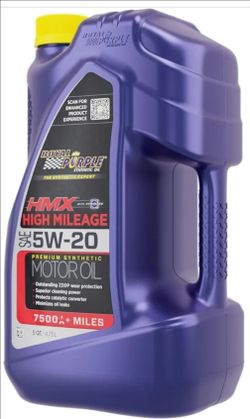 Royal purple,  high mileage, 5w-20, 5 quart bottle