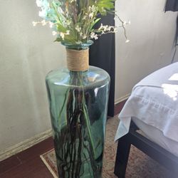 Turquoise Glass Vase 3 Feet Tall