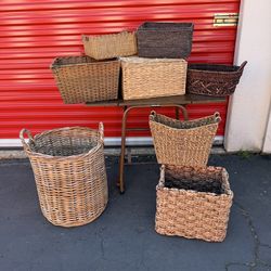 Large Lot of Woven Storage Baskets – Wicker, Seagrass, Decorative & Utility