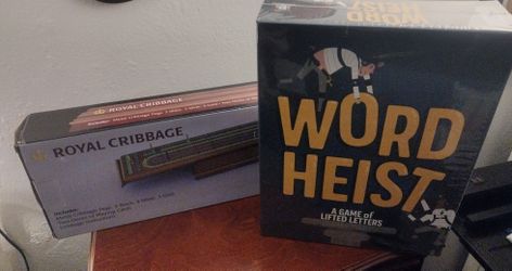 Cribbage and Word Heist Board Games