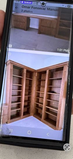 Solid Oak Corner Desk & Matching Bookshelf Set – Needs Hardware – Pickup Only