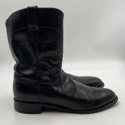 Justin Jackson Cowboy Western Boots Mens Size 10.5 D Black Leather Roper 3133