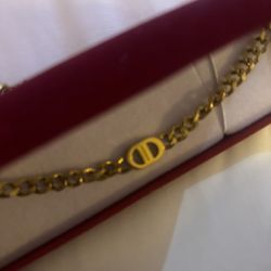 CD dior gold plated choker necklace stamped