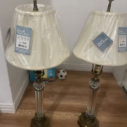 Vintage Crystal And Brass Lamps