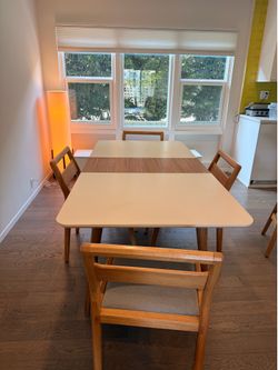 Rove Concepts Mid Century Dining Table and 4 chairs solid wood
