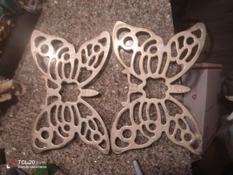 Vintage 70s Butterfly Silver Plated Trivet By Leonard Silver Co, Made In Italy