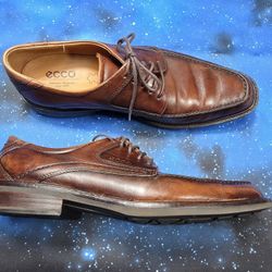 Ecco Leather Moc-toe Derby Shoes Mens EU Size 45(11.5)