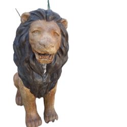 Pair Of Cement, Lion Statues