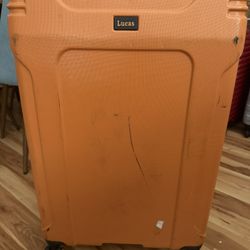 Large Orange Hardshell Checked Suitcase – Great Condition