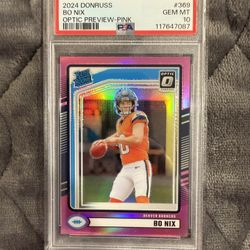 Bo Nix Psa 10 Optic Pink Rookie Broncos Football Card