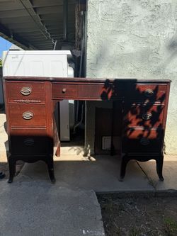 Vintage 1940s Mahogany Serpentine Desk