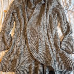 APT9 Medium Gray Cardigan Open Front Lightweight Knit Size XL
