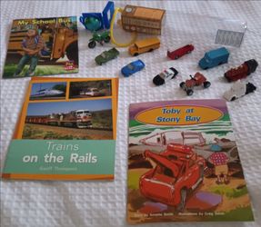 Tube of Mini Toy Model Cars & 3 Books $6