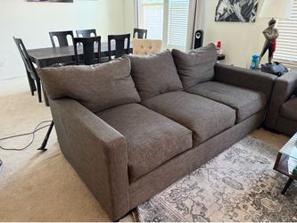 Charcoal Gray Down Feather Three-Seat Sofa