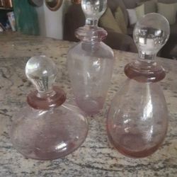 1940’s Vintage Pink Glass Decanters 