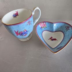 Royal Albert Candy Collection Footed Mug & Heart Shape Trinket 