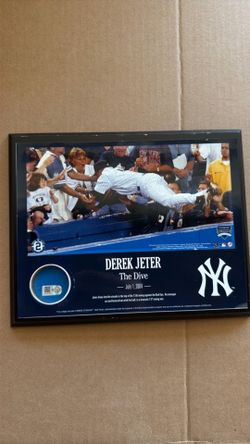 Vintage Brandon Steiner Derek Jeter The Dive Plaque Game Used Yankee Stadium Dirt
