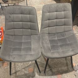 2 Gray Suede Chairs