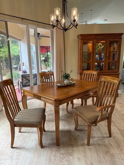 Wood Dining Table with cabinet