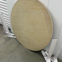 Wooden Round Table That Was Used Outdoors