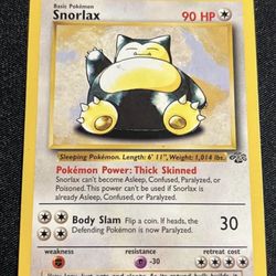 Snorlax 1999 Pokemon Card Jungle Edition Base Set Common Non-Holo Snorlax Rare 27/64 LP