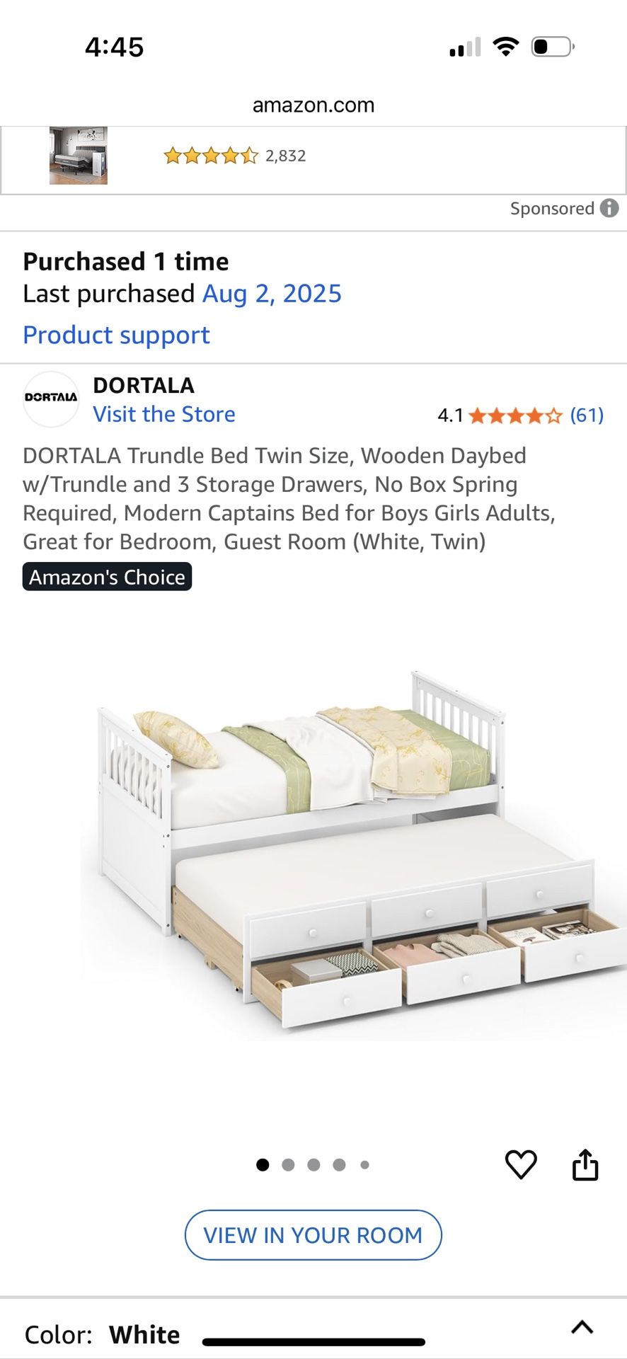 White Trundle Bed In The Shipping Box