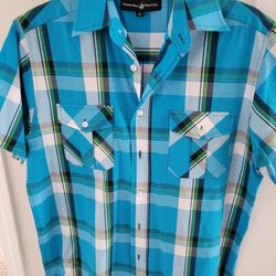 Polo Men Short Sleeve Shirt Plaid SM LIKE NEW