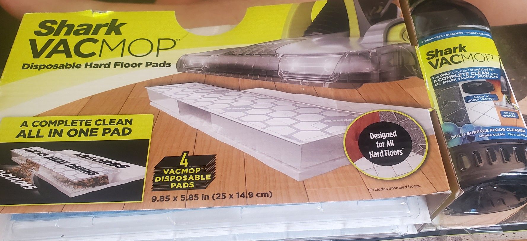 Shark Vacmop -Hard Floor Pads (4) & Liquid Floor Cleaner