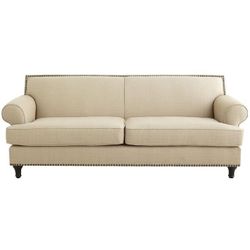 Pier 1 Imports Carmen Sofa, Ivory Upholstery with Nailhead Trim