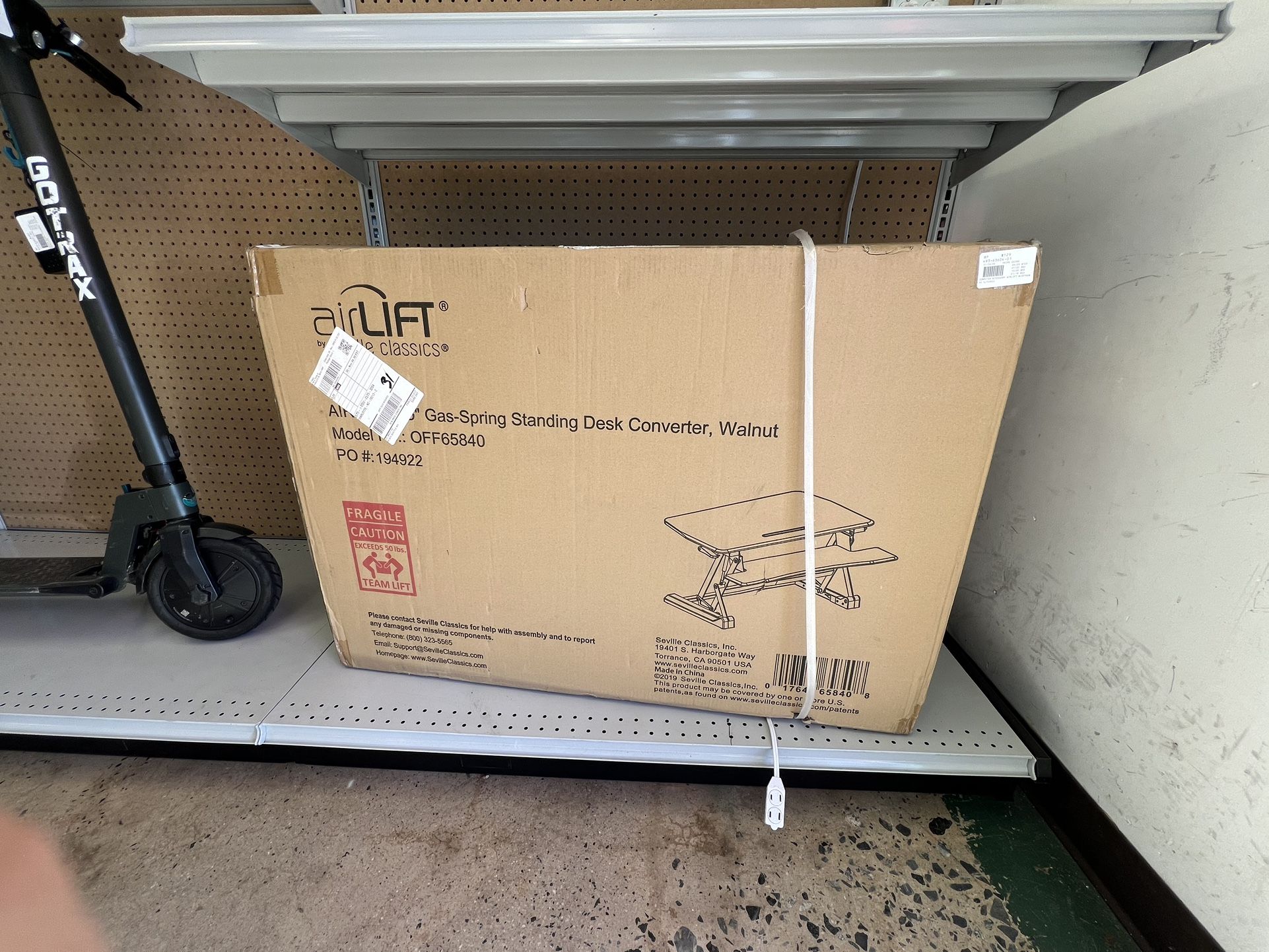Air lift standing desk converter