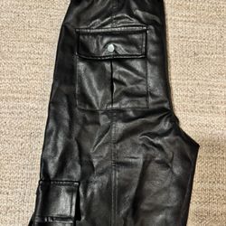 Faux Leather Cargo Pants Size M